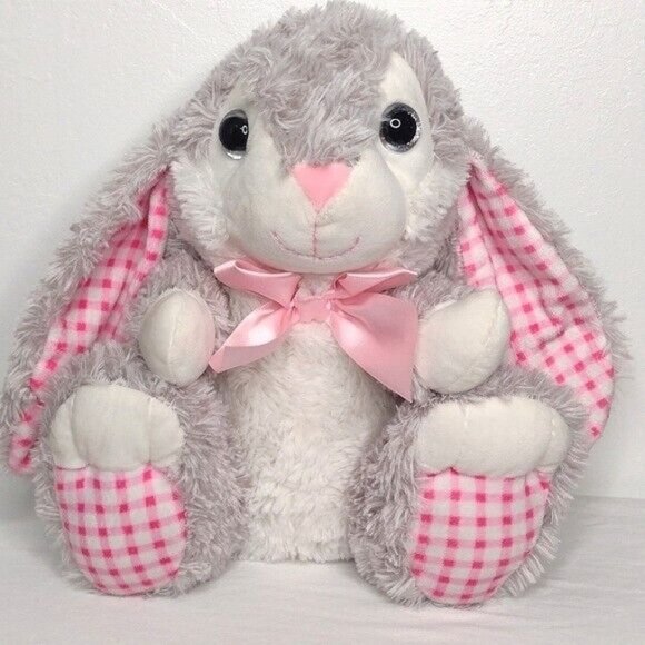 Kellytoy Toys Kellytoy Kids Grey Pink Lop Eared Plush Stuffed Bunny